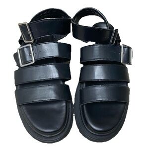NOBO women's size 8 chunky fisherman sandals platform y2k strappy black shoes